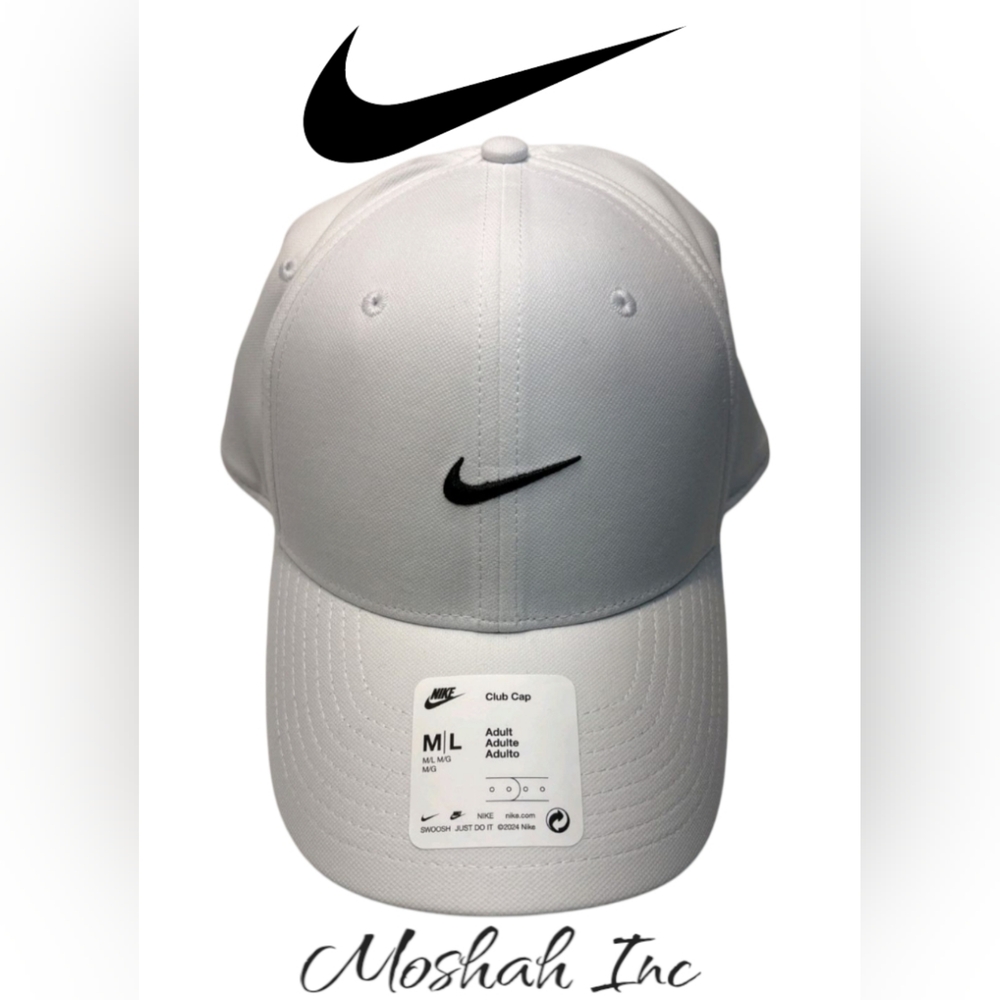 Nike Dri-Fit Club Cap Structured Swoosh Hat White Unisex Sz M/L  FV5563-100 $34